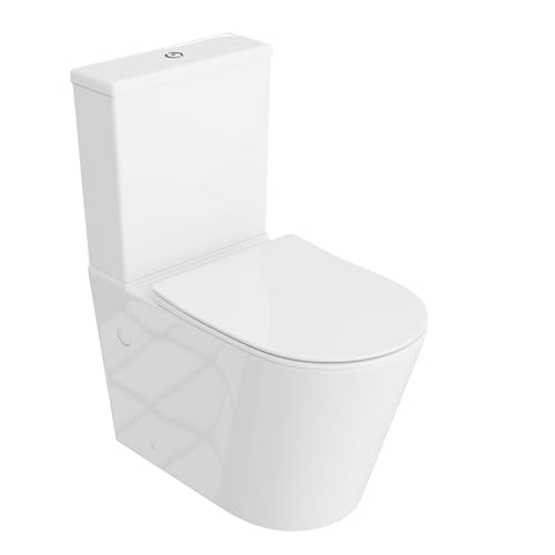 LAVITA Einteilige Stand-WC mit eingebautem Spülkasten ANTON WHITE Komplett-Set WC deckel mit...