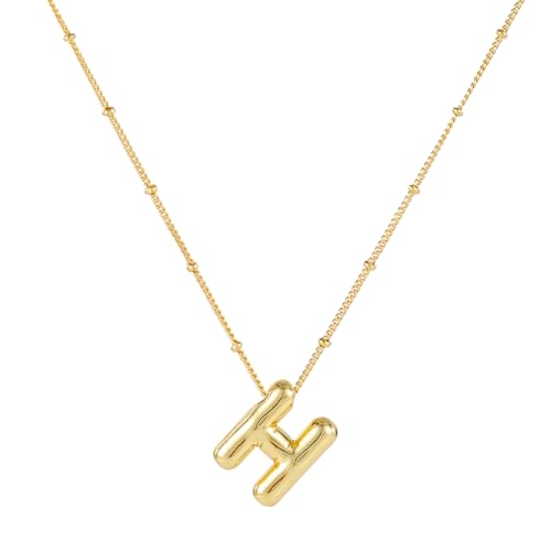 Collier lettre bulle plaqué or 14k initial ballon personnalisé femmes filles
