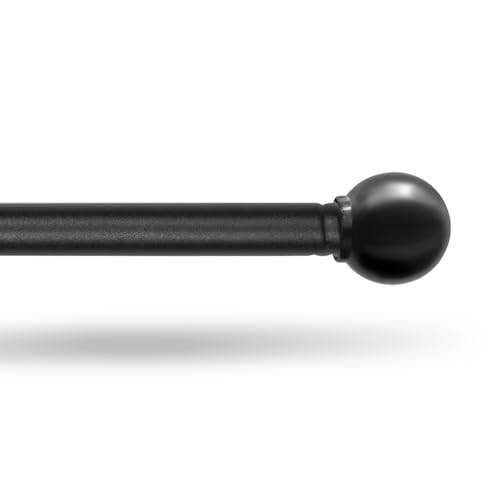 Curtain Rods for windows 30-46 inch,5/8 Inch Decorative Curtains Rods Set,Matte Black Splicing Single Window Curtain Rod with Brackets for Bedroom (Matte Black, 24-70'')