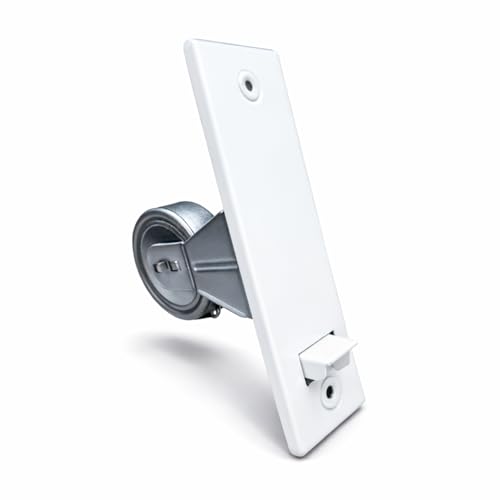 TELKES - Recogedor Compacto de Acero para Persianas Enrollables | Frente o embellecedor Extrafino | Sistema Universal Resistente De Empotrar o Encastrado (Con Embellecedor Blanco)