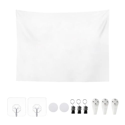 Jippedea Plain White Tapestry for Tie Dye,Blank Cotton Cloth for DIY Tapestry Tablecloths,39.4x63 Inch Bedroom Wall Hanging Tie Dye White Blanks Tapestry (1)