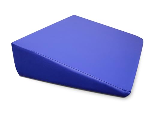 QUIRUMED WELLCORE Cojín cuña para Masaje, 40 x 55 x 13 cm, Polipiel, Desenfundable, Rellenos de Espuma, para Yoga, para Fitness, Ergonómico, Azul