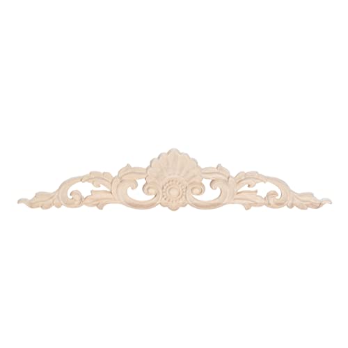 MUXSAM 1Pc Wooden Applique for Furniture Hand-Carved Long Decal for Home Unpainted European Decoration, 30x6.5Cm/11.81
