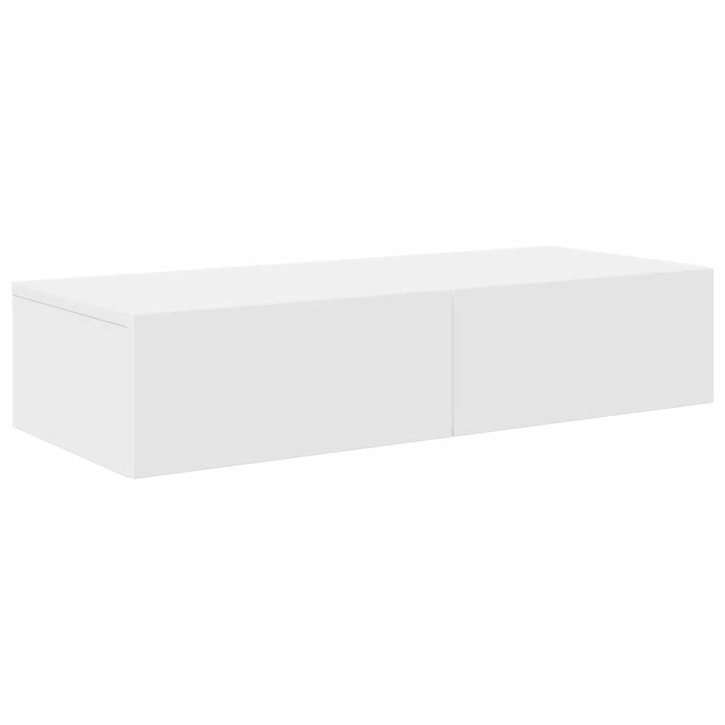 Genérico Estante de Pared con cajones de Madera contrachapada Blanco,Estanterías,Estantes y estanterías-859977