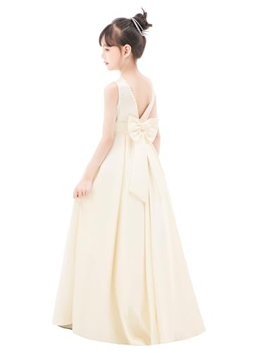 ekidsbridal V-Back Satin A-Line Flower Girl Dress for Pretty Princess Beauty Pageants 3274