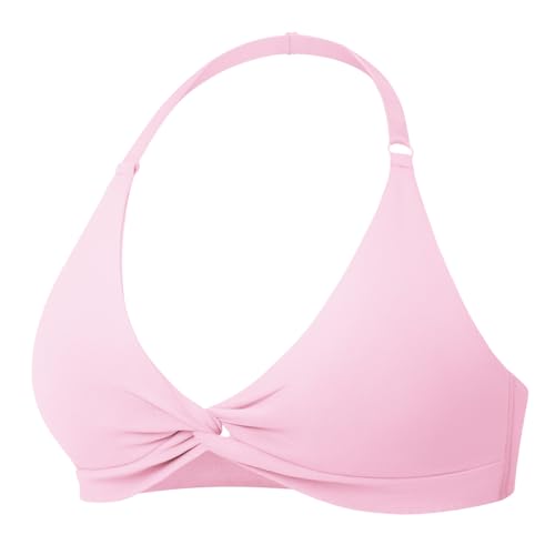Image of YEOREO Halter Sports Bras for Women Low Impact Removable Padded Adjustable Deep V Bra Seamless Workout Gym Crop Tops