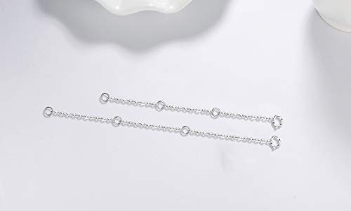 Dorella Sterling Silver Necklace Extenders Chain Set Of 2 Pcs Pack 3" 4" - Solid 925 Sterling Silver Fine Chain Dianty Durable Adjustable #TOP3