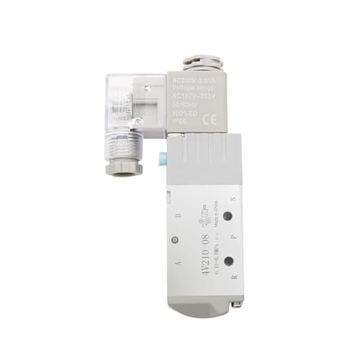 Válvula solenoide de 2 posiciones y 5 vías modelo 4V210-08 con control magnético eficiente 4