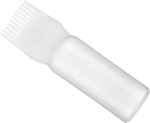 Jinshining White Brush Bottle with Comb, Shampoo Hair Color Hair Dyeing Bottle, Oil Applicator Bottle for Hair, Applicator Brush Bottle for Roots Professional Process Coloring and Highlighting Tools