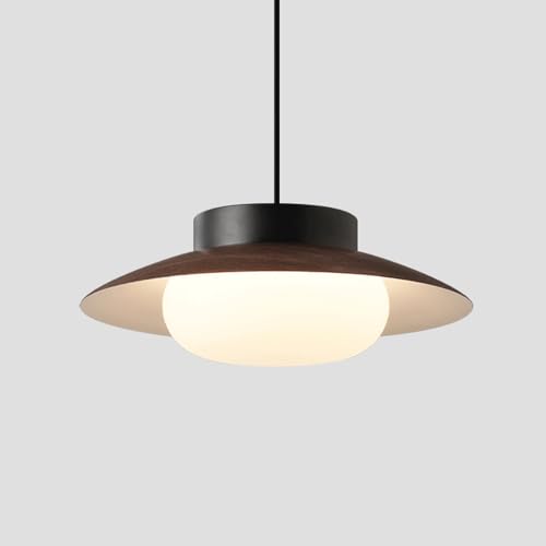 Suspension LED en bois noir style rustique et mid-century pour îlot de cuisine