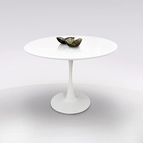 Evergreen-House LANGFANG ROMANCE TRADING CO., LTD Tavolo Rotondo D.100 MDF Bianco con Gamba in Metallo