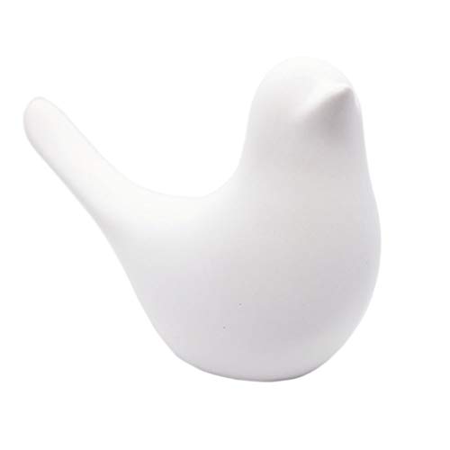 KiaoTime New French Country Garden Cottage Bird Figurine Decorative Ceramic Animal White Bird Figurine, Bird Statue, Bird Sculpture Home Garden Furniture Desktop Mantel Wedding Décor
