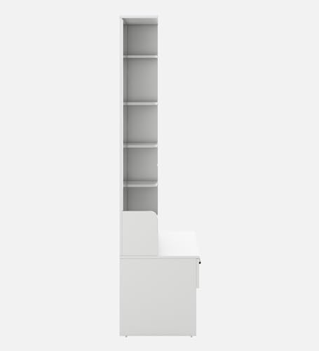 Image of Miko Dressing Table with Storage | Engineered Wood | Frosty White Matte Finish | Large Mirror (120x40 cm) | Bedroom Furniture | Knock Down Assembly