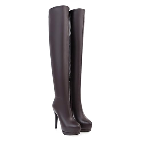 Bottes au-dessus du genou à talon aiguille de 13cm et plateforme pour femme