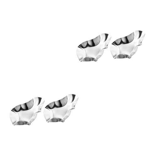 ULTECHNOVO 2 Series Plato De Ostras Bol Con Tapa Platos De Inmersión Tazones De Salsa De Soja Platos Para Servir Platos De Salsa Únicos Tazas De Inmersión Acero Inoxidable Silver 2 Piezas*2