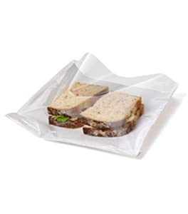 10" x 10" White Film Front Paper Bags | Cellophane/Clear/Sandwich/Food/Card/Cake (300)