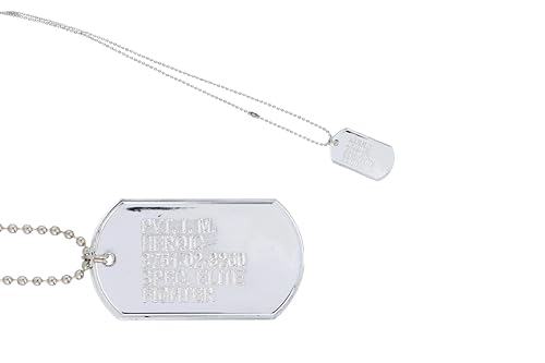 HENBRANDT Collar militar con cadena de bolas de 75 cm, placa de identificación de acero inoxidable de las fuerzas especiales de la Segunda Guerra Mundial, soldado del ejército estadounidense, cosplay