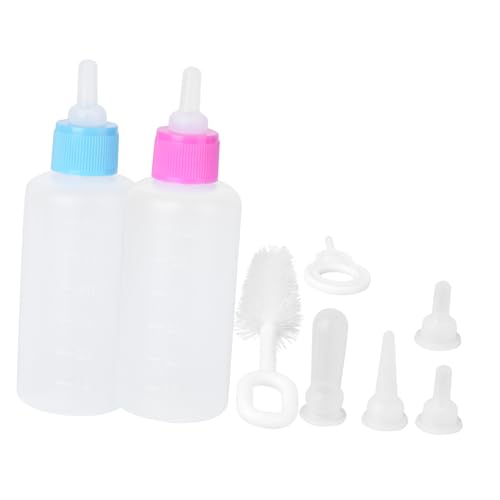 GRIRIW Dog and Cat Nursing Bottle Set 2 Sets 60ml Silicone Pp Material Portable and Practical Feeding Supplies