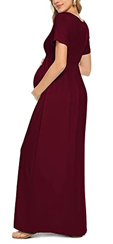Xpenyo Maternity Maxi Dress Women Casual Wrap Long Baby Shower Pregnancy Dresses