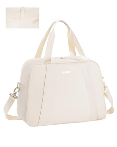 WANDF Ryanair Handgepäck 40x30x20 Faltbare und Wasserabweisende Reisetasche 24L Leichte Sporttasche als Weekender Gym Bag & Kliniktasche Handgepäck für Damen und Herren (Beige)