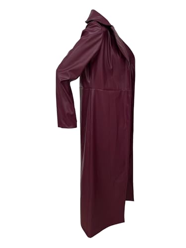 Women Long Leather Jacket Long Sleeve Button Up Faux Leather Trench Coat Trendy Motorcycle Coats3