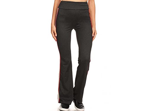 KIKISTO Heather Charcoal Flare Pants W/Side RED/Gold Metallic 92% Polyester 8% Spandex2