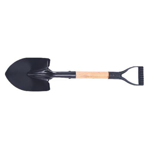 Otime Anti Garden Slip Small Size Hand Shovel Digging Rock/Heavy Soil Comfort Grip for Digging,Round Shovel, Tool with D-Handle, 14 Inches in Overall Length, Wooden Handel Shovel,Beach Car Snow