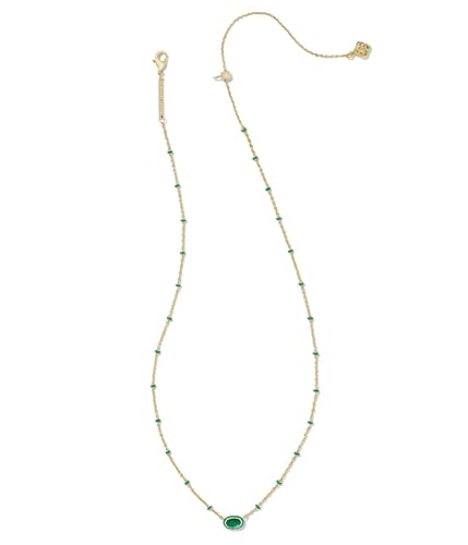 Kendra Scott Womens Mini Elisa Enamel Frame Short Pendant Necklace Gold Emerald Illusion One Size