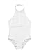 YiZYiF Girls' Fashionable Floral Lace Back Sport Tank Top Leotard Gymnastics Dance Costume (5-6, Turtle Neck White)