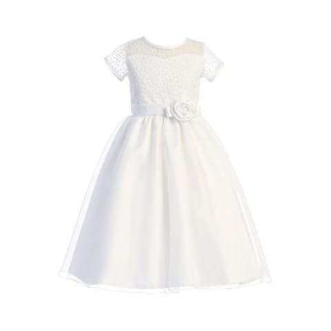Pink Princess First Communion Dresses for Girls 7-16 Plus Size Holy 1st Dress White Vestidos de Primera Comunion para Niñas (Size 16X) Cover