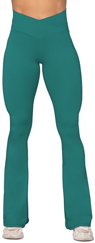 Image of Sunzel Flare Leggings, Crossover Yoga Pants with Tummy Control, High-Waisted and Wide Leg