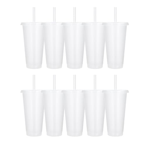 Lista de Vasos de plastico con popote del mes. 41 Nömadë Paquete de 10 Vasos Reutilizables 700ml con Tapa y Popote — Bebidas Portables para Fiesta, Evento, Regalo y Uso Diario, Plástico Resistente y Ligero, Libre de BPA, Gran...