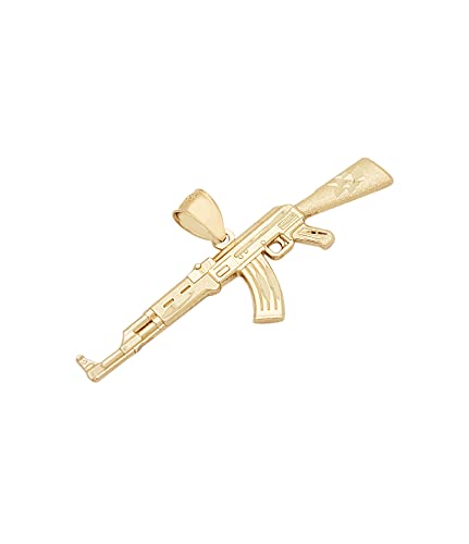 10k Yellow Gold AK 47 Pendant Gold Rifle Necklace Pendant3