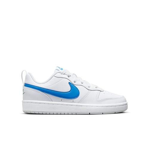 Image of Nike Unisex Court Borough Low 2 White /Photo Blue-Pure Platinum Basketball Shoes UK 3.5