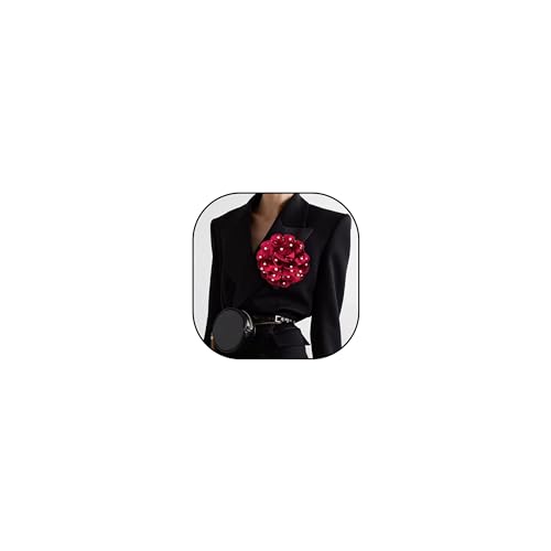 Image of Big Flower Pins for Clothes Fabric Rose Flower Brooches for Women Large Delicate Elegant Flower Lapel Pin for Wedding Party Dance Banquet Wedding Guest Dresses Suit Accessories 7.5in
