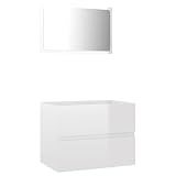 Homgoday 2-TLG. Badm?Bel-Set Hochglanz-Wei? Holzwerkstoff Badezimmerm?Bel Model804878