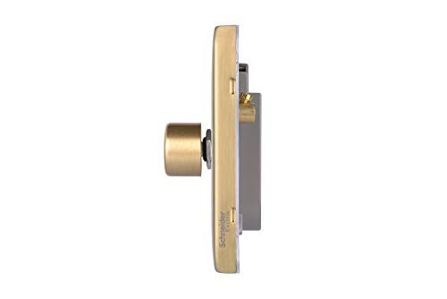 Schneider Electric Lisse Screwless Deco - Single 1 Way Dimmer Light Switch, Mains, 250 W, GGBL6011CSBS, Satin Brass - Image 4