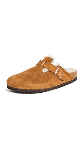 Birkenstock Women's Boston Shearling Clogs, Mink/Natural, Tan, 6-6.5 Medium US