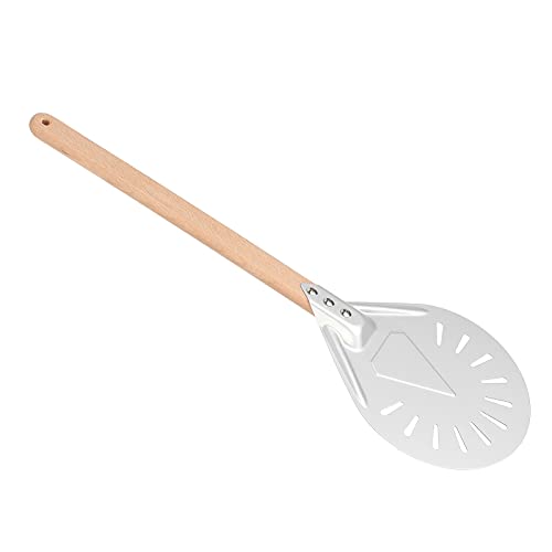 Pizza Turning Peel,Round,Pizza Pizza Spatula, Pizza Shovel Peel Pizza Spatula Aluminum Perforated Pizza Peel Turner with Wood Handle Pizza Paddle for Pizza Oven Accessories