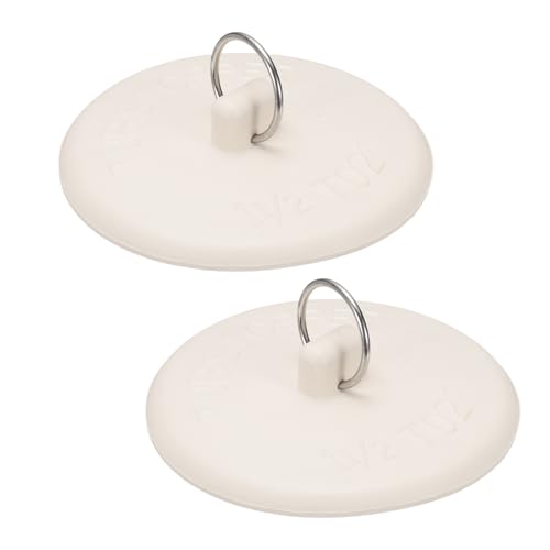 QUARKZMAN 2 Piezas De Tapones De Desagüe, Tapones De Bañera De Goma con Anillo Colgante para Bañera Cocina Baño (Blanco - 1-1/2' A 3')