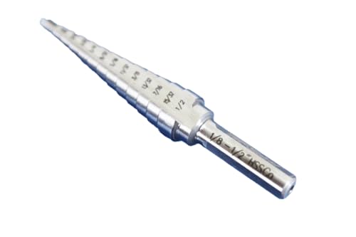 Image of TEMO M35 Cobalt Double Straight Flute Step Drill Unibit, 13 Size 1 /8 Inch To 1 /2 Inch, 1 /4 Inch Shank