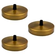 3 Pack Yellow Brass Ceiling Rose 100mm Metal Round Ceiling Canopy Side Entry Cord Grip Cover Plate for Pendant Light Fittings Modern Pendant Ceiling Lights Lamp Holder Base Home Lighting Accessory