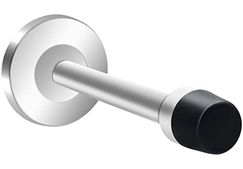 Butée de porte longue, en acier inoxydable 304, amortissement du son, protection murale, butée de porte brossée, pour maison, bureau, garage - 5 en 1 lot - Argenté Cover