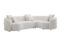 Vente-unique - Canapé d'angle Droit en Tissu Bouclette Blanc LAPIOTA de Maison Céphy