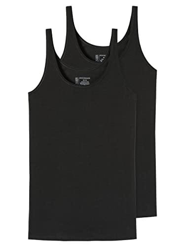 Schiesser Damen 2 Pack Trägertop Unterhemd Bio Baumwolle - 95/5 Organic Unterwäsche, Schwarz_174389, 46 EU