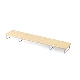 イーサプライ モニター台 パソコン台 机上 卓上 木製 幅100cm 奥行20cm 高さ8.5cm ロング 2画面 キーボード収納 ライトブラウン EEX-DES21LBR