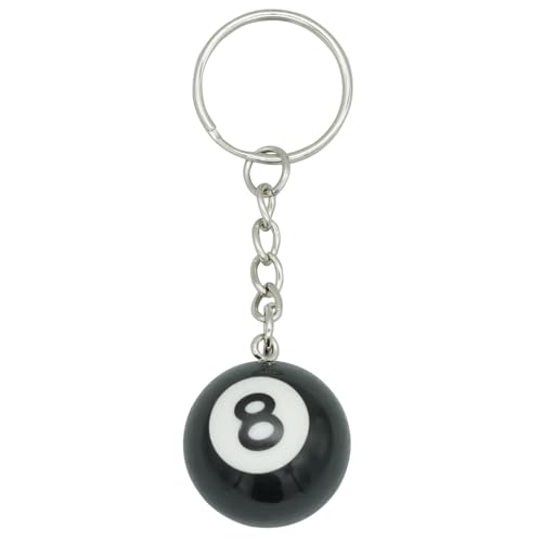Llavero con colgante de billar con 8 bolas, color negro, para niños, niñas, hombres y mujeres, Negro