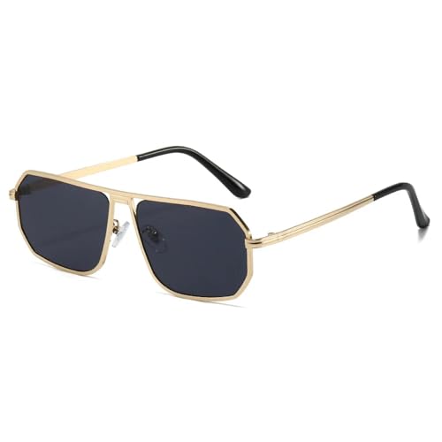 Lunettes de soleil de luxe vintage en métal avec grande monture UV400 pour homme et femme