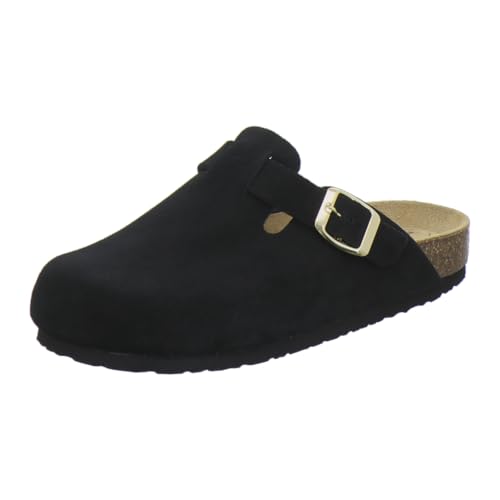 AFS-Schuhe 2900 Orthopädische Damen-Clogs mit verstellbarem Leder-Fußbett für optimales Wohlbefinden (39 EU, schwarz Velour)