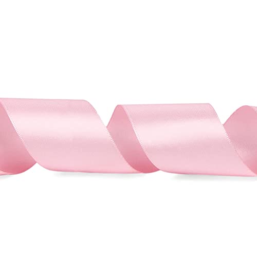 Image of Solid Color Double Faced Pink Satin Ribbon 1-1 /2 inch X 50 Yards, Ribbons Perfect for Crafts, Wedding Decor, Bow Making, Sewing, Gift Package Wrapping and More